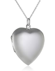 Silvertone Polished Heart Locket Pendant Necklace, 18"