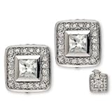 Princess-cut Round CZ Diamond Square Stud Earrings