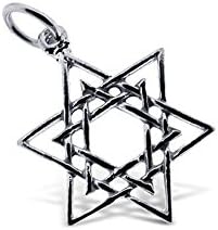 Sterling Silver 925 Authentic Star of David Inside Star of David Charm