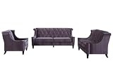 844 Barrister Sofa Gray Velvet/Black Piping - Armen Living