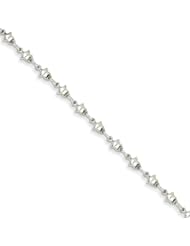 14k White Gold Polished Star Link Hollow Bracelet, Best Quality Free Gift Box Satisfaction Guaranteed