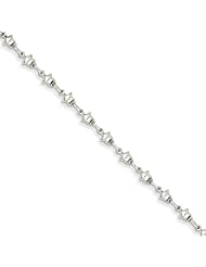 14k White Gold Polished Star Link Hollow Bracelet