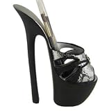 Brush Holder Sexy Shoe Snake-Embossed High Heel - Black