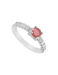 Ruby and Diamond Ring 14K White Gold - 0.75 CT TGW