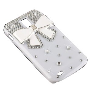 New Hot Cute 3D White Bow Bowknot Bling Diamond White Hard Back Case Cover for Samsung Galaxy S2 T989 Hercules T-Mobile