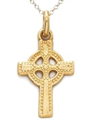 14kt Yellow Gold Small Celtic Cross Pendant - Chain Included
