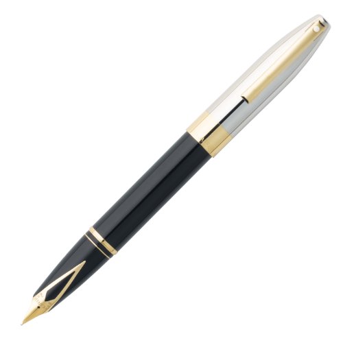Sheaffer Legacy Heritage Fountain Pen, Black Onyx Lacquer Finish Barrel, Chased Pall Plate Cap, 22k Gold Plate Trim with Cart (SH/9030-0)
