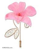 Natural orchid gold-plated stickpin, 'Perfectly Pink' 2 W 3 L