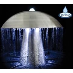 Ambiente Abbey Falls -Pilz-Brunnen aus Edelstahl mit LED-Beleuchtung
