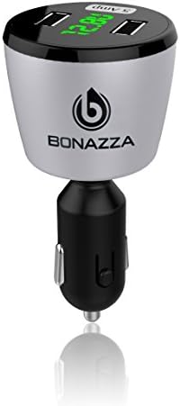 DELUXE Lightning Fast Universal Dual USB Port 5 Amp Car Charger Best For Apple iPhone,iPad,iPod,Samsung Galaxy,Nexus,LG,Motorola,Kindle,HTC Android Mobile Cell Phone - Lifetime Warranty! (Silver)