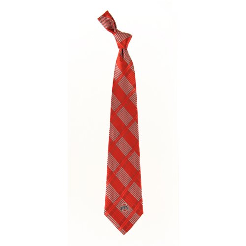 Eagles Wings Ohio State Buckeyes Woven Plaid Necktie