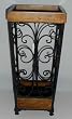 19" Decorative Metal & Wood Umbrella Stand