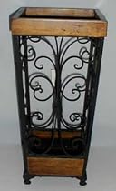 19" Decorative Metal & Wood Umbrella Stand