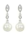 14K White Gold Pearl and Diamond Earrings