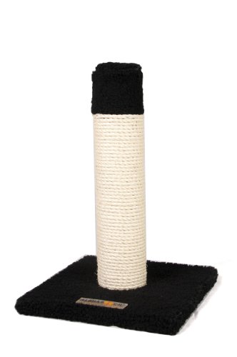 AlphaPooch Purrfect Single Cat Scratch Post, Black Fleece with Natural Sisal Rope