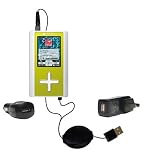 Retractable USB Hot Sync Compact Kit with Car & Wall Charger for the Toshiba Gigabeat F40 MEGF40 - Gomadic Brand w/ TipExchange Technology