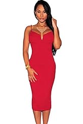 Sexy V-neck Polyester/Spandex Lace Plunging Neck Cocktail Knee Length Club Dress/Party Dress/Midi Dress 