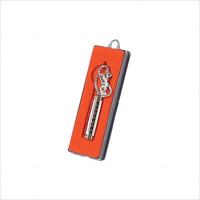 Keychain with Harmonica in Plastic Case