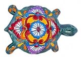 Medium Multi-Color Mexican Talavera Turtle (Green Base)
