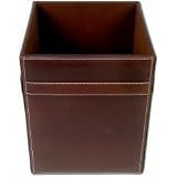 Office Waste Basket - High Quality Leather (Rustic Brown) (12