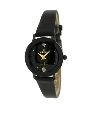 Le Chateau Women's 955lgun_blk Diamond Accented Domed-Crystal Watch