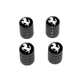 Horse Rearing Up on Black - Tire Rim Valve Stem Caps - Black by Graphics & More