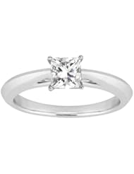 0.50 Ct Princess H/I SI1/SI2 Diamond 14K White Gold Solitaire Ring