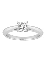 0.60 Ct Princess H/I I1 Diamond 14K White Gold Solitaire Ring