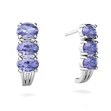 14K White Gold Oval Genuine Tanzanite Earrings