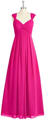 Emyrin Floor-length Chiffon Cinched Waist Pleats Fuchsia Bridesmaid Dresses