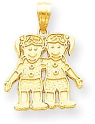 Genuine IceCarats Designer Jewelry Gift 10K Solid Two Girls Charm