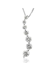 14K White Gold 7 Stone Swirl Journey Pendant(GH,I1-I2,0.50ct)