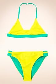 Halterneck Contrast Panel Reversible Bikini [T74-8405W-S]