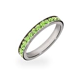 Eve's Addiction Peridot CZ Sterling Silver Stackable Eternity Band
