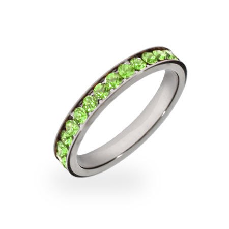 Eve's Addiction Peridot CZ Sterling Silver Stackable Eternity Band