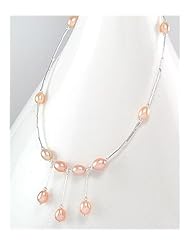 Peach (Natural) Fresh Water Pearls Necklace In 92.5 Sterling Silver