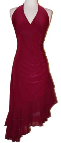 Ruched Ruffle Holiday Party Cocktail Halter Dress