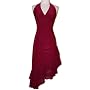 Ruched Ruffle Holiday Party Cocktail Halter Dress