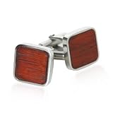 Hip Cherry Wood Fiber Square Stainless Steel Cufflinks With Presentati...