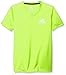 adidas Big Girls' 2-Tone V-neck Climate Tee, Semi Solar Slime, Large/14