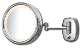 Single-Sided Pivot Arm Lighted Wall Mirror - 5X Magnification - Polished Gold