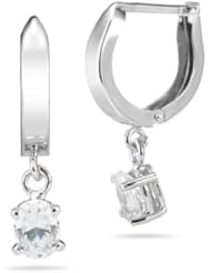 1.42 Cts Cubic Zirconia Oval Stud Earrings in 14K White Gold
