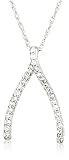 14k Choice of White or Yellow Gold Diamond Wishbone Pendant (.12 cttw, G-H Color, I1 Clarity)