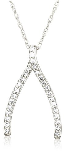 Childrens Toyshop  Jewelry : 14k Choice of White or Yellow Gold Diamond Wishbone Pendant (.12 cttw, G-H Color, I1 Clarity)