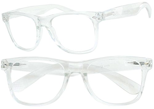 Clear White Wayfarer Style Prescription Reading Glasses Black +1.00 - +3.50 Readers