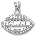 Iowa Hawkeyes Solid Sterling Silver ''HAWKS'' Football Pendant
