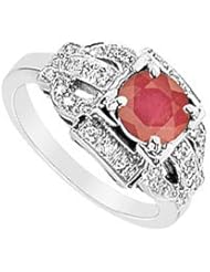 Ruby and Diamond Ring 14K White Gold - 1.25 CT TGW