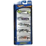 Mattel Hot Wheels Gift 5-Pack FIREBALL Corvette Stingray, Road Rocket, Krazy 8, Splittin Image + Turbolence Collectible Collector Diecast Cars 1:64 Scale