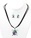 DianaL Boutique Colorful Enameled Hand Painted Sea Turtle Pendant Necklace and Earrings Set Gift Boxed Fashion Jewelry