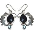 Handmade Earrings in Sterling Silver & Onyx Gemstone 1.5 inches (gpers006erng)